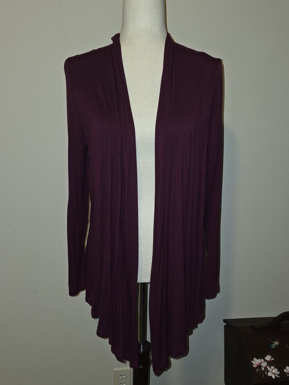 Women's Open-Front Draped Cardigan - Plum